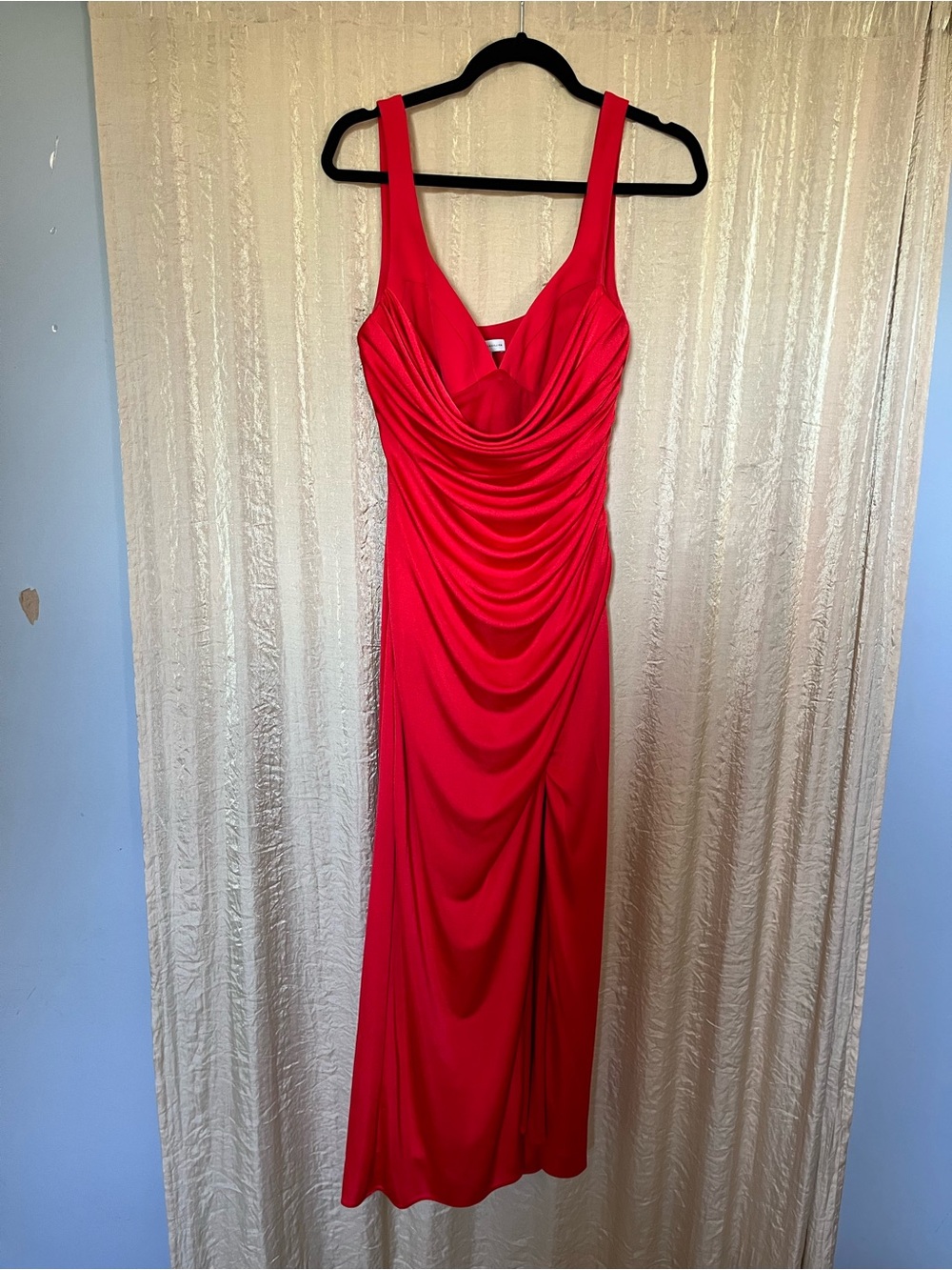 Monique Lhuillier Red Draped Maxi Dress